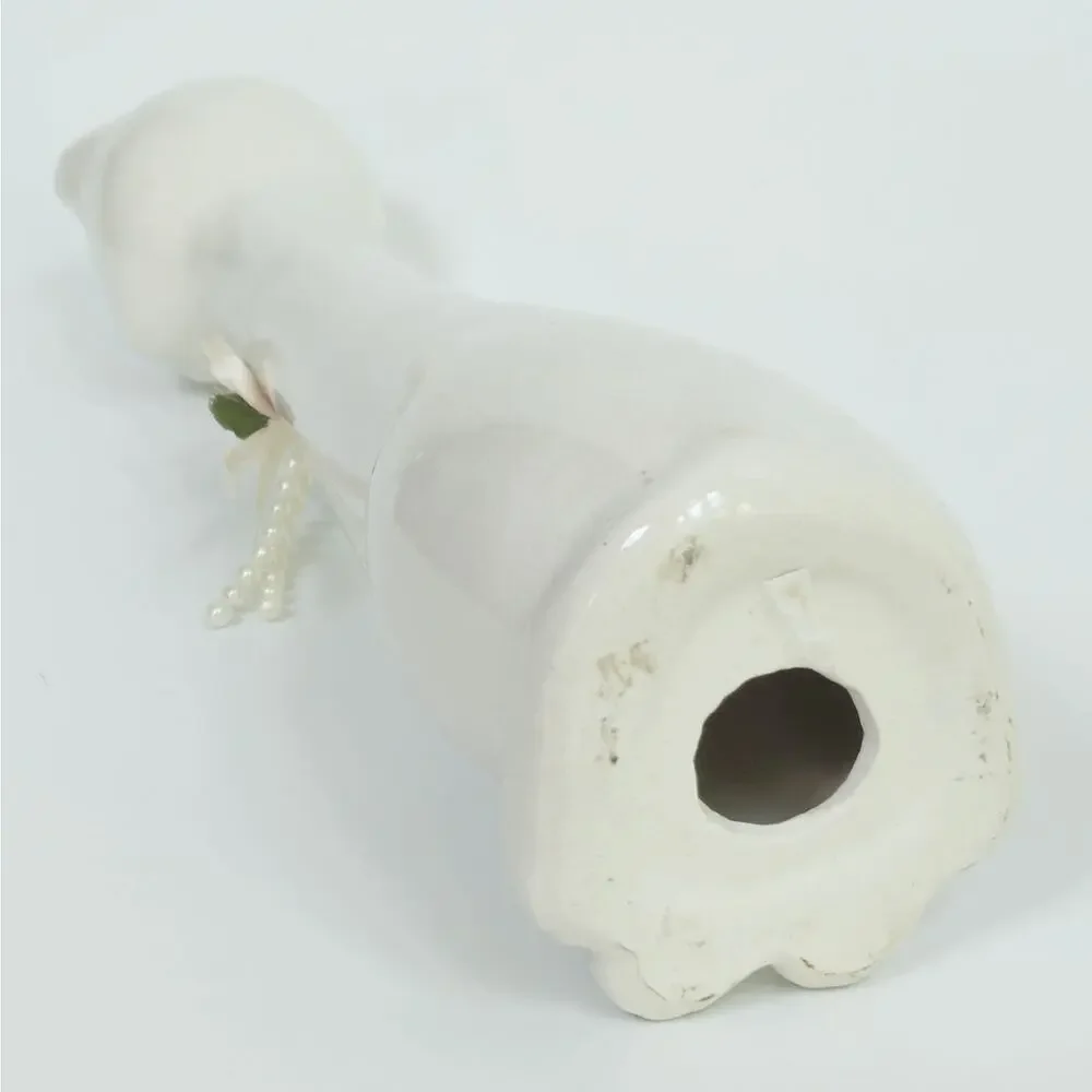 Vintage White Ceramic Cat Figurine | 10 Inch Tall Mid Century Modern Statue
